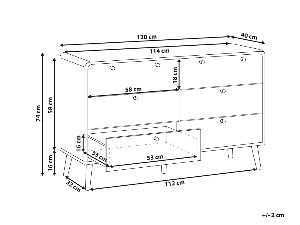 6 Drawer Chest Black Functional Storage Space Vistaro
