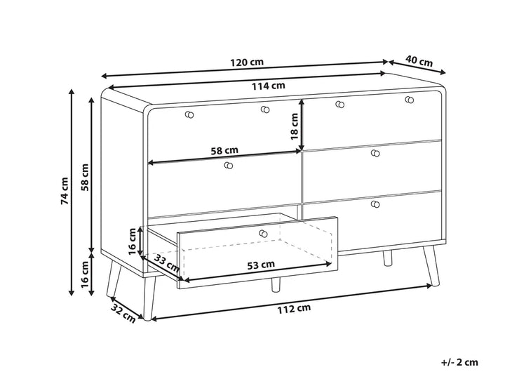 6 Drawer Chest Black Functional Storage Space Vistaro