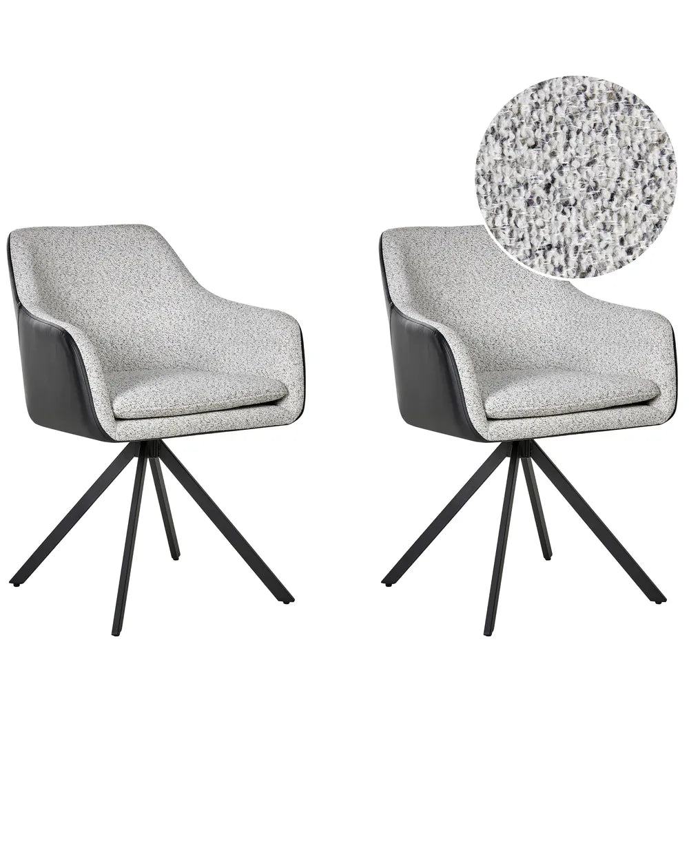 Set of 2 Dining Chairs Fabric Black/ White Roan