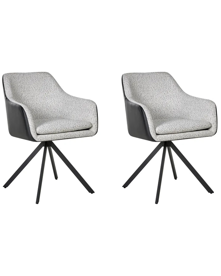 Set of 2 Dining Chairs Fabric Black/ White Roan