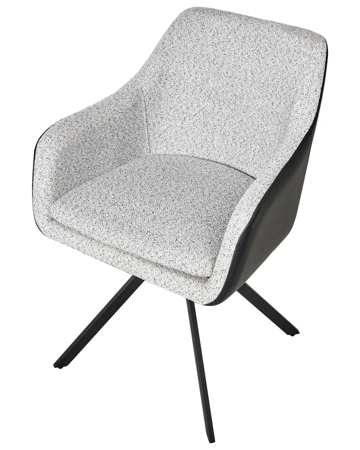 Set of 2 Dining Chairs Fabric Black/ White Roan