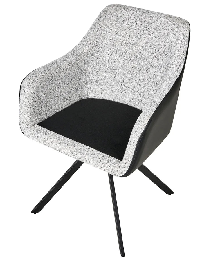 Set of 2 Dining Chairs Fabric Black/ White Roan