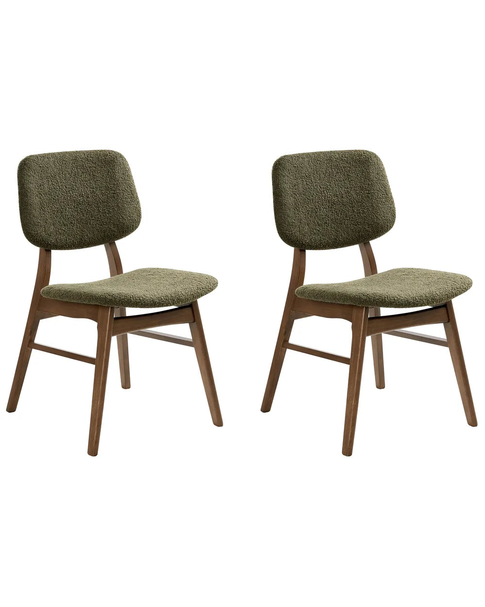 Set of 2 Dining Chairs Boucle Dark Brown/ Green Cara