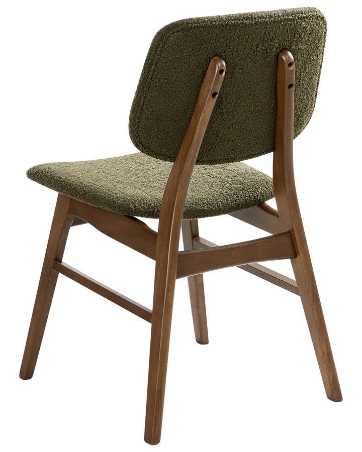 Set of 2 Dining Chairs Boucle Dark Brown/ Green Cara