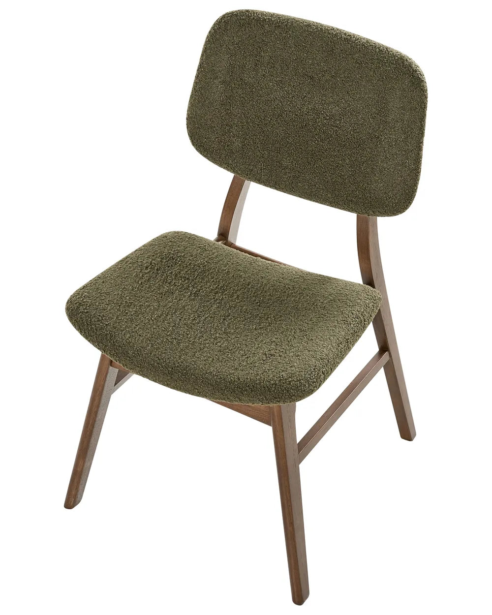 Set of 2 Dining Chairs Boucle Dark Brown/ Green Cara