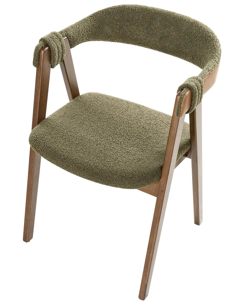 Set of 2 Dining Chairs Boucle Dark Brown/ Green Jo