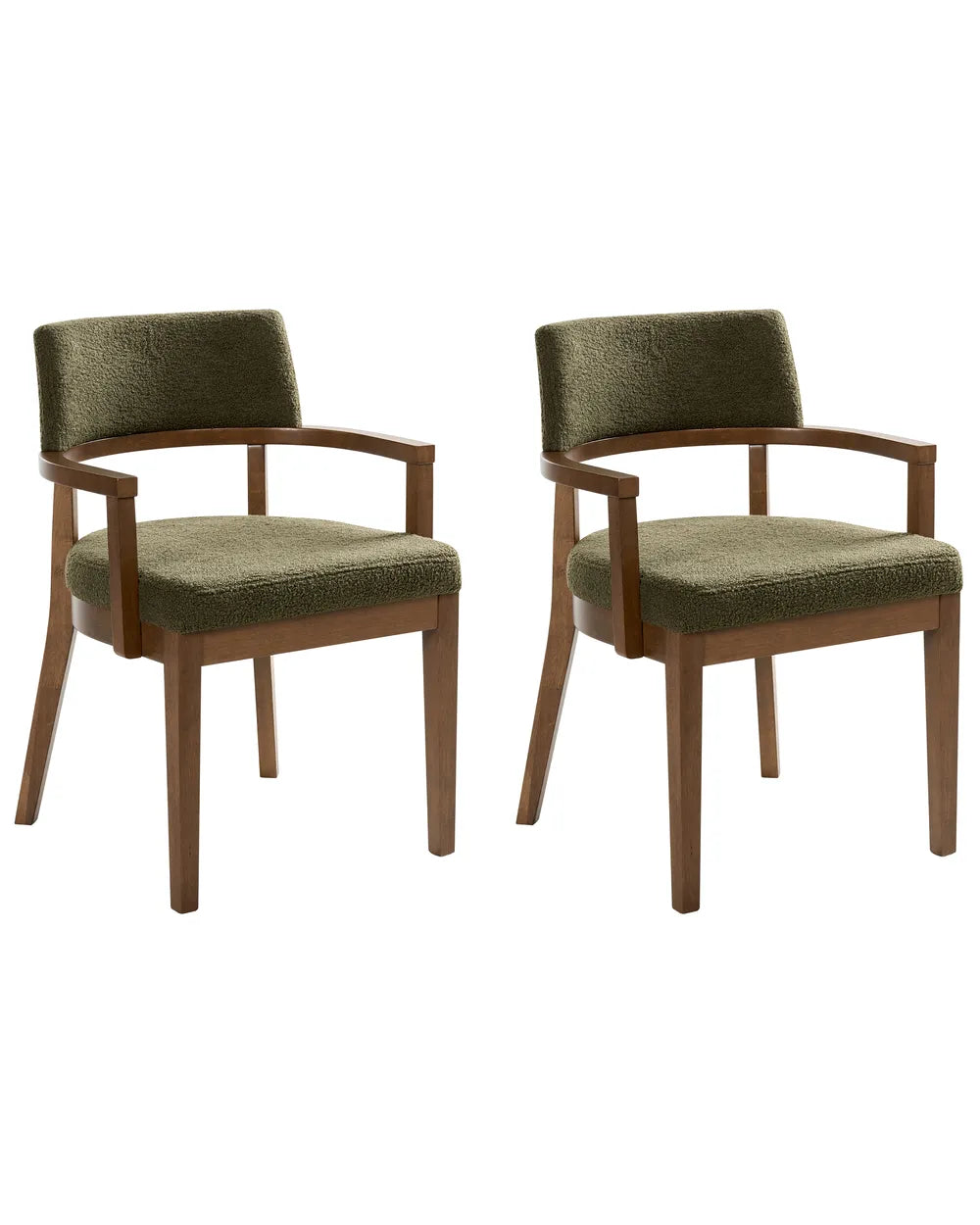 Set of 2 Dining Chairs Boucle Brown/ Green Katy