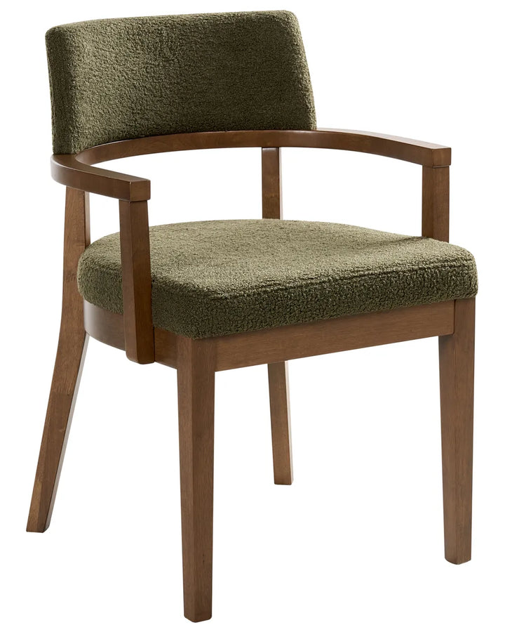 Set of 2 Dining Chairs Boucle Brown/ Green Katy