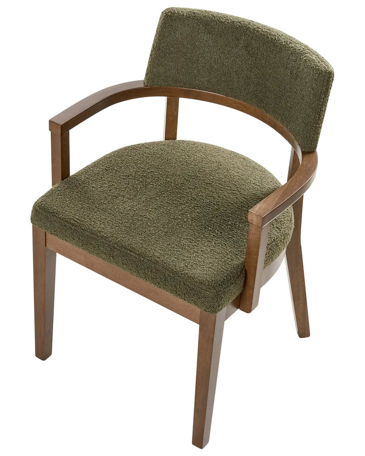 Set of 2 Dining Chairs Boucle Brown/ Green Katy