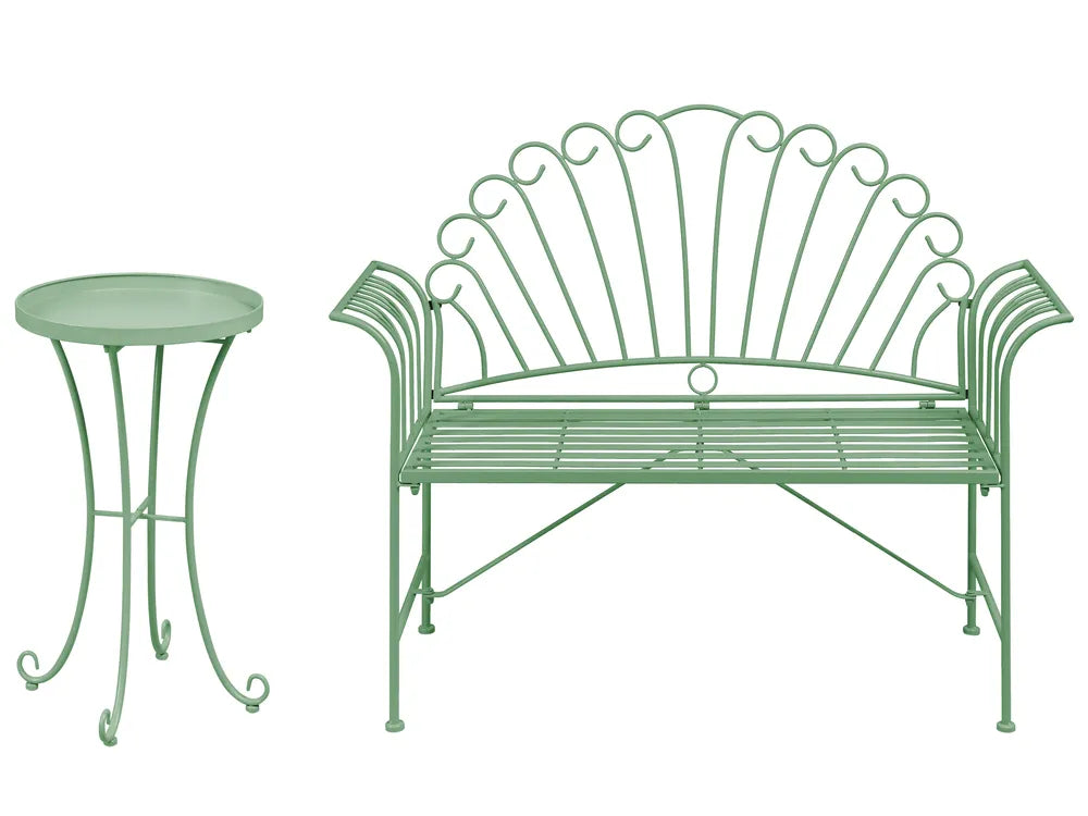 Bistro Set Metal Green Jeff