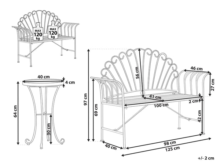 Bistro Set Metal Green Jeff