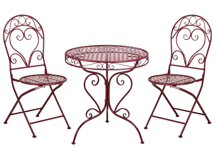 Bistro Set Metal Burgundy Cyrus