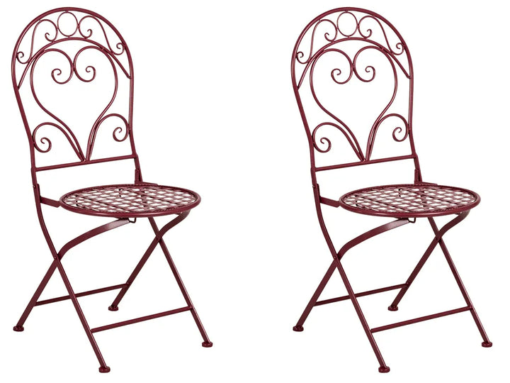 Bistro Set Metal Burgundy Cyrus