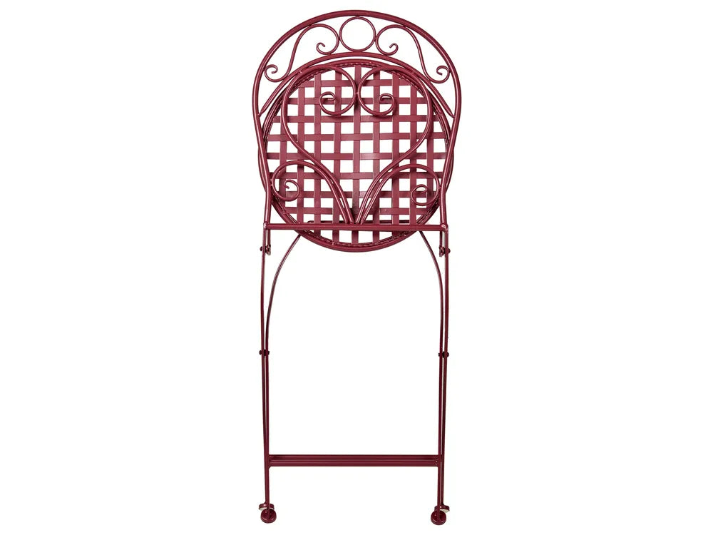 Bistro Set Metal Burgundy Cyrus