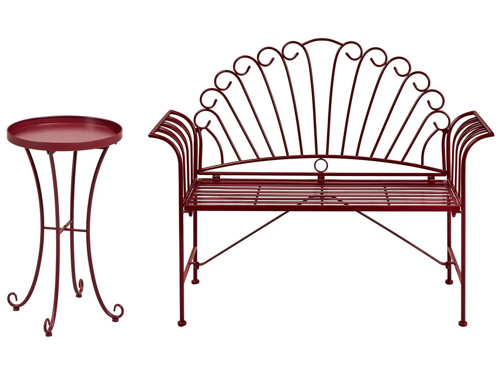 Bistro Set Metal Burgundy Jeff