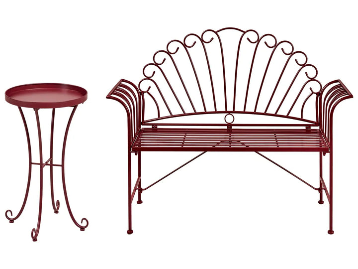 Bistro Set Metal Burgundy Jeff