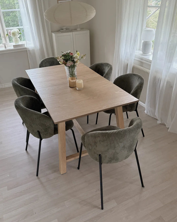 Set of 2 Dining Chairs Corduroy Olive Green Yve