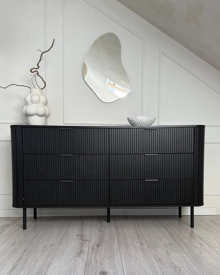 6 Drawer Chest Black Ample Space for Storage Ambero