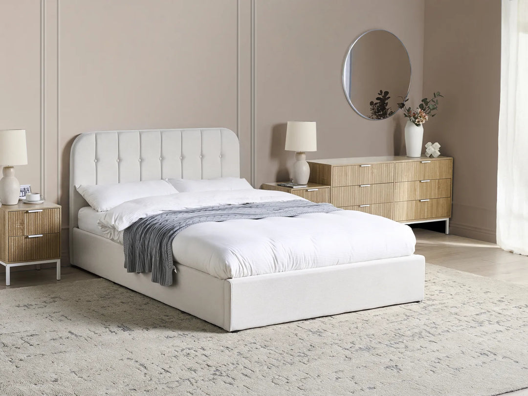 Ottoman Bed Fabric 140 x 200 cm (EU Double) Off-White Fallon