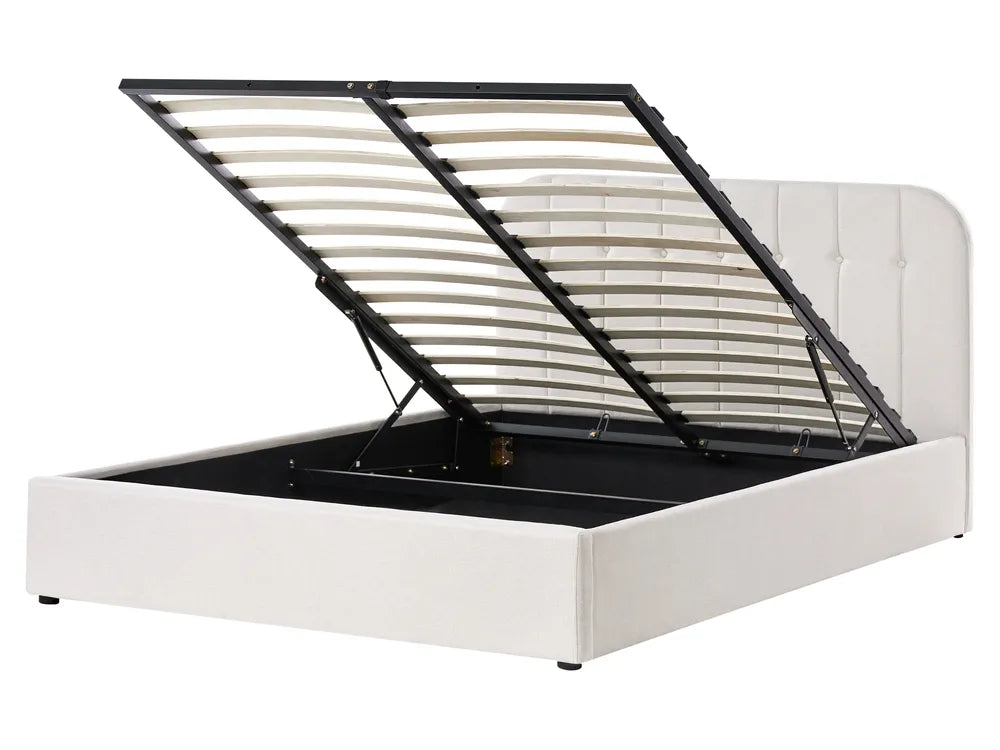 Ottoman Bed Fabric 160 x 200 cm (EU King Size) Off-White Fallon