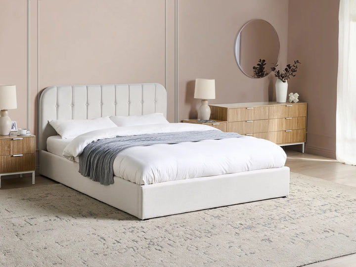 Ottoman Bed Fabric 160 x 200 cm (EU King Size) Off-White Fallon