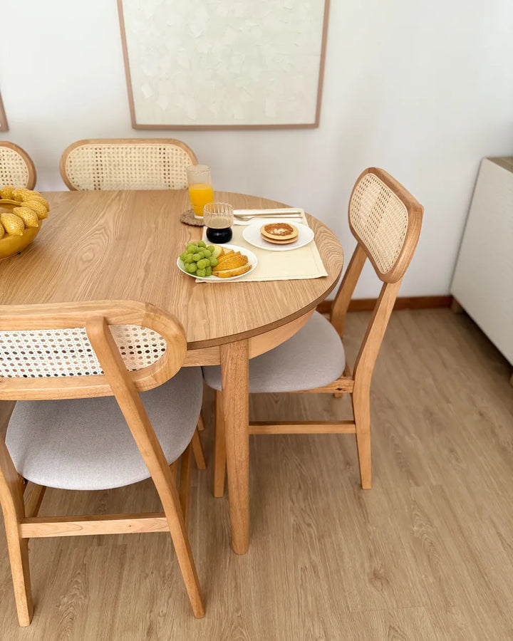 Set of 2 Dining Chairs Wood Light Brown/ Light Grey Polo