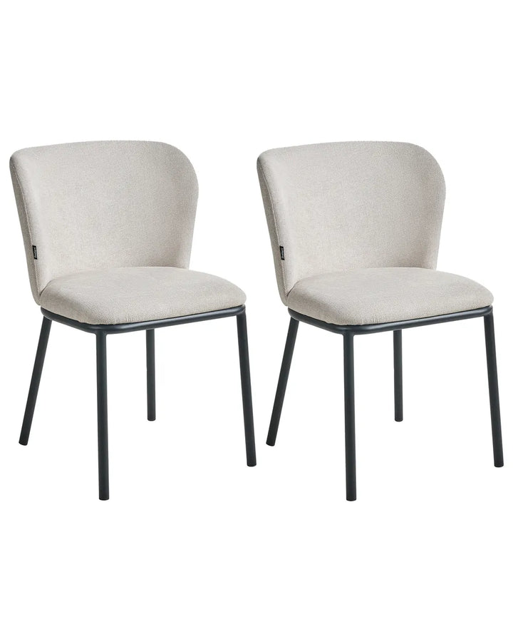 Set of 2 Dining Chairs Fabric Light Beige Rae