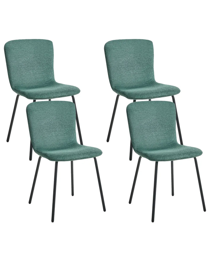 Set of 4 Dining Chairs Fabric Green Mica