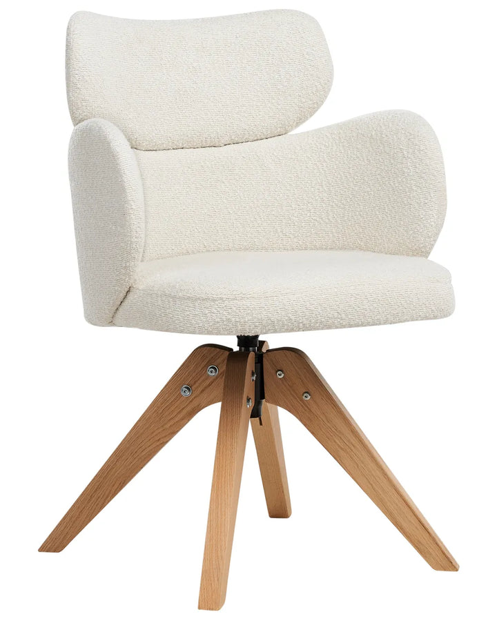 Dining Chair Swivel Boucle Light Beige Colbie