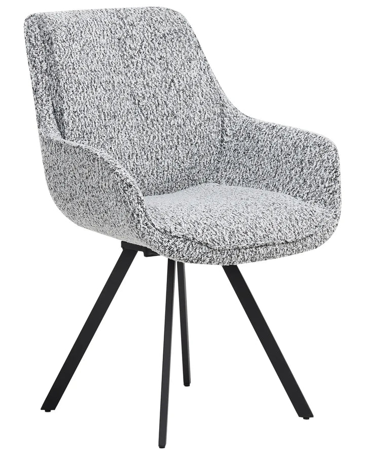 Dining Chair Swivel Boucle Black/ White Susie
