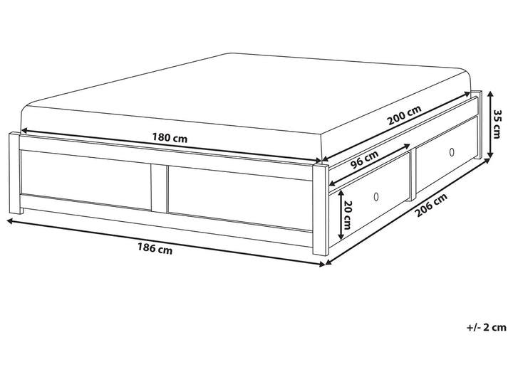 Bed with Storage Drawers without Headboard 180 x 200 cm (EU Double) White Zoro