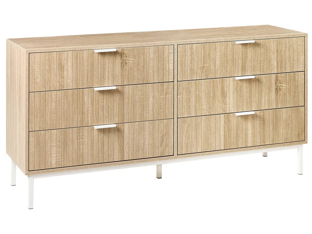 6 Drawer Chest Light Brown Modern Design Morado