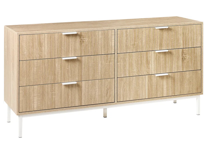 6 Drawer Chest Light Brown Modern Design Morado