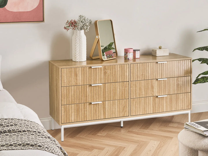 6 Drawer Chest Light Brown Modern Design Morado