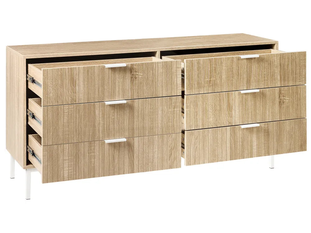 6 Drawer Chest Light Brown Modern Design Morado