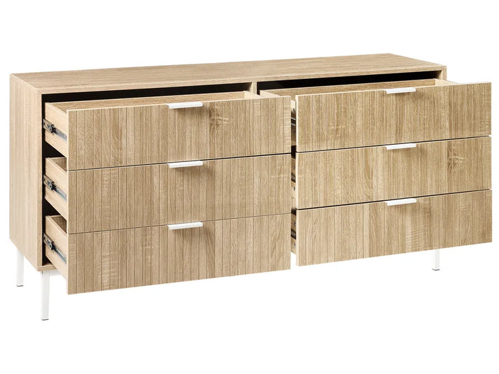 6 Drawer Chest Light Brown Modern Design Morado