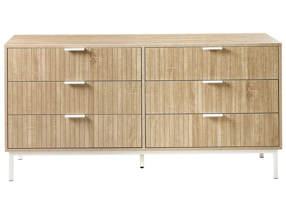 6 Drawer Chest Light Brown Modern Design Morado