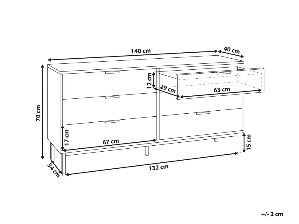 6 Drawer Chest Light Brown Modern Design Morado