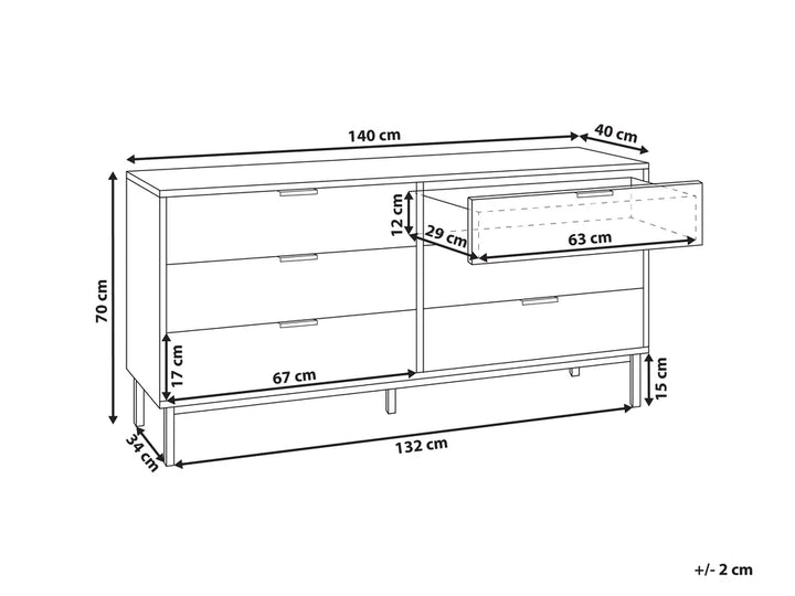 6 Drawer Chest Light Brown Modern Design Morado