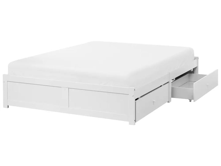 Bed with Storage Drawers without Headboard 180 x 200 cm (EU Double) White Zoro
