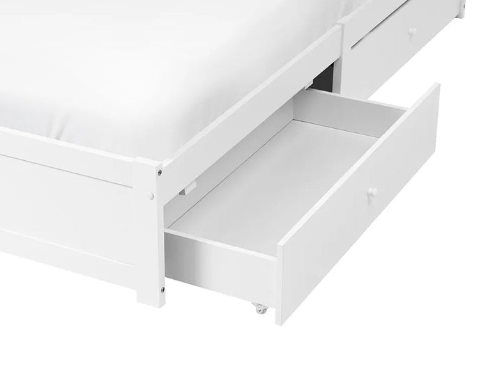 Bed with Storage Drawers without Headboard 160 x 200 cm (EU Double) White Zoro