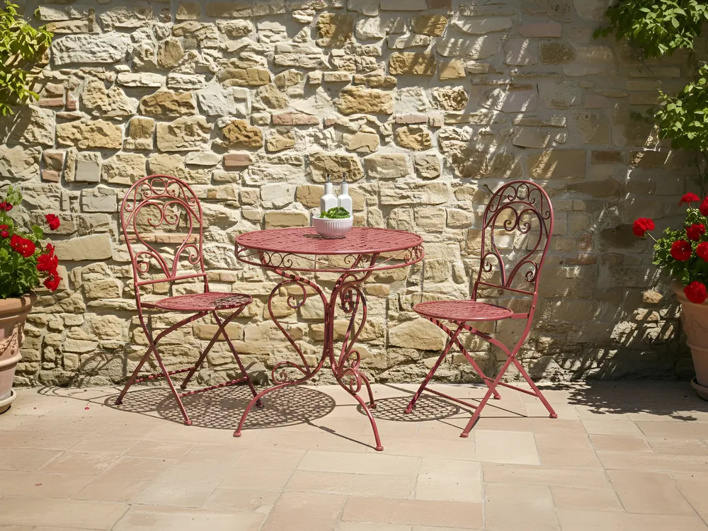 Bistro Set Metal Burgundy Cyrus