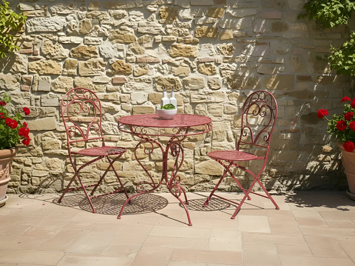 Bistro Set Metal Burgundy Cyrus