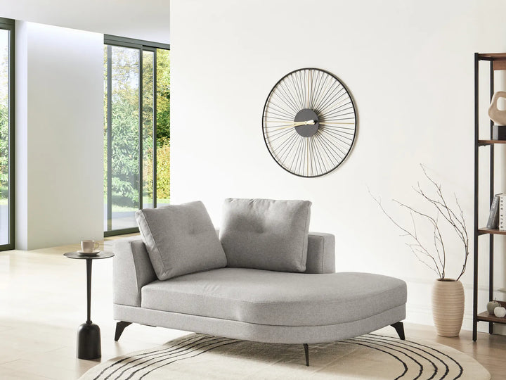 Chaise Longue Faux Linen Grey Yvera