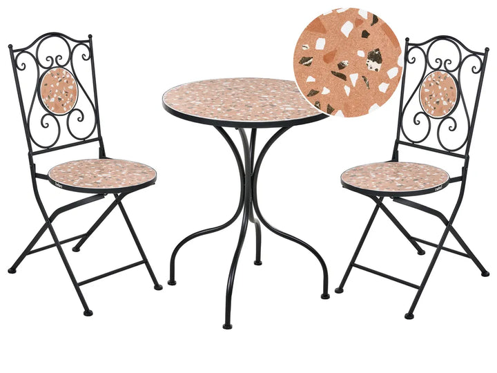 Bistro Set Folding Metal Black Celine