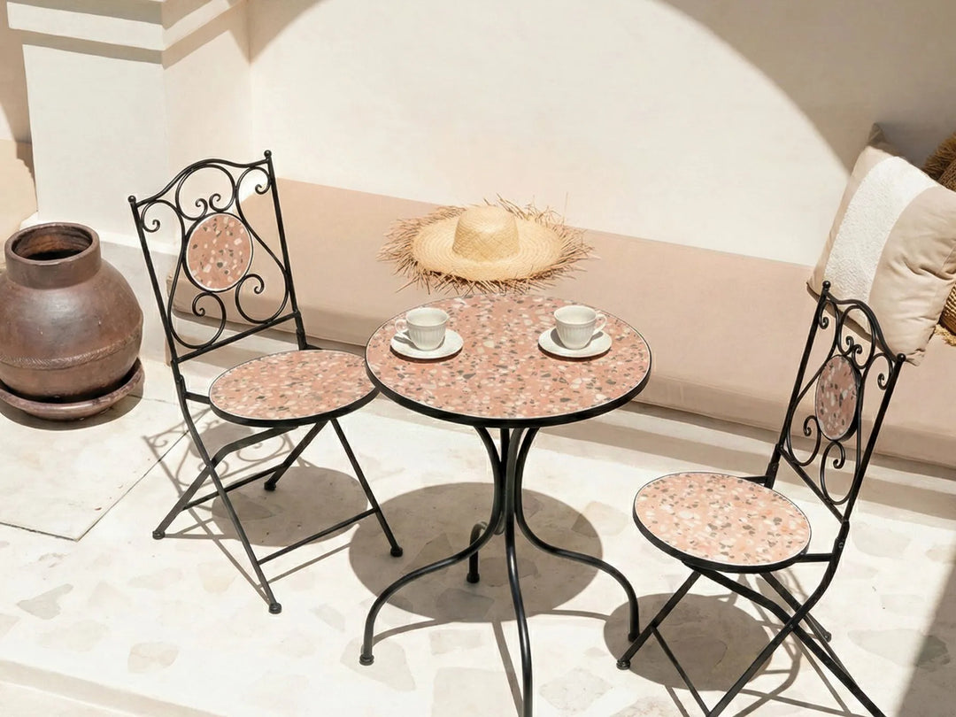 Bistro Set Folding Metal Black Celine