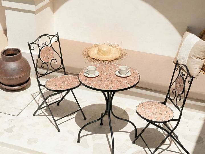 Bistro Set Folding Metal Black Celine