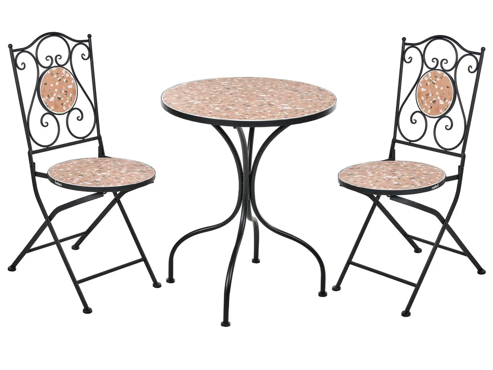 Bistro Set Folding Metal Black Celine
