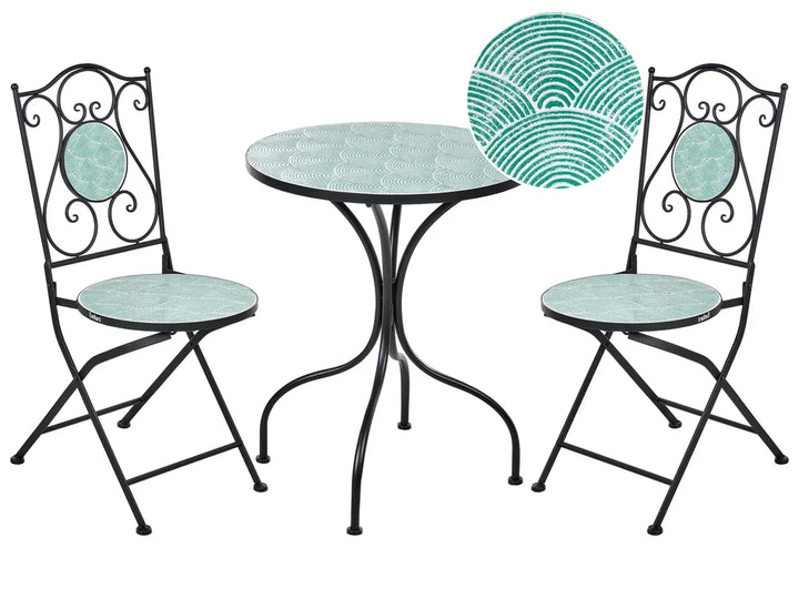 Bistro Set Folding Metal Black Cece