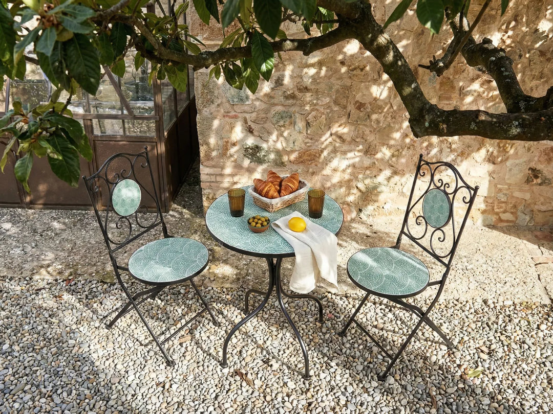 Bistro Set Folding Metal Black Cece